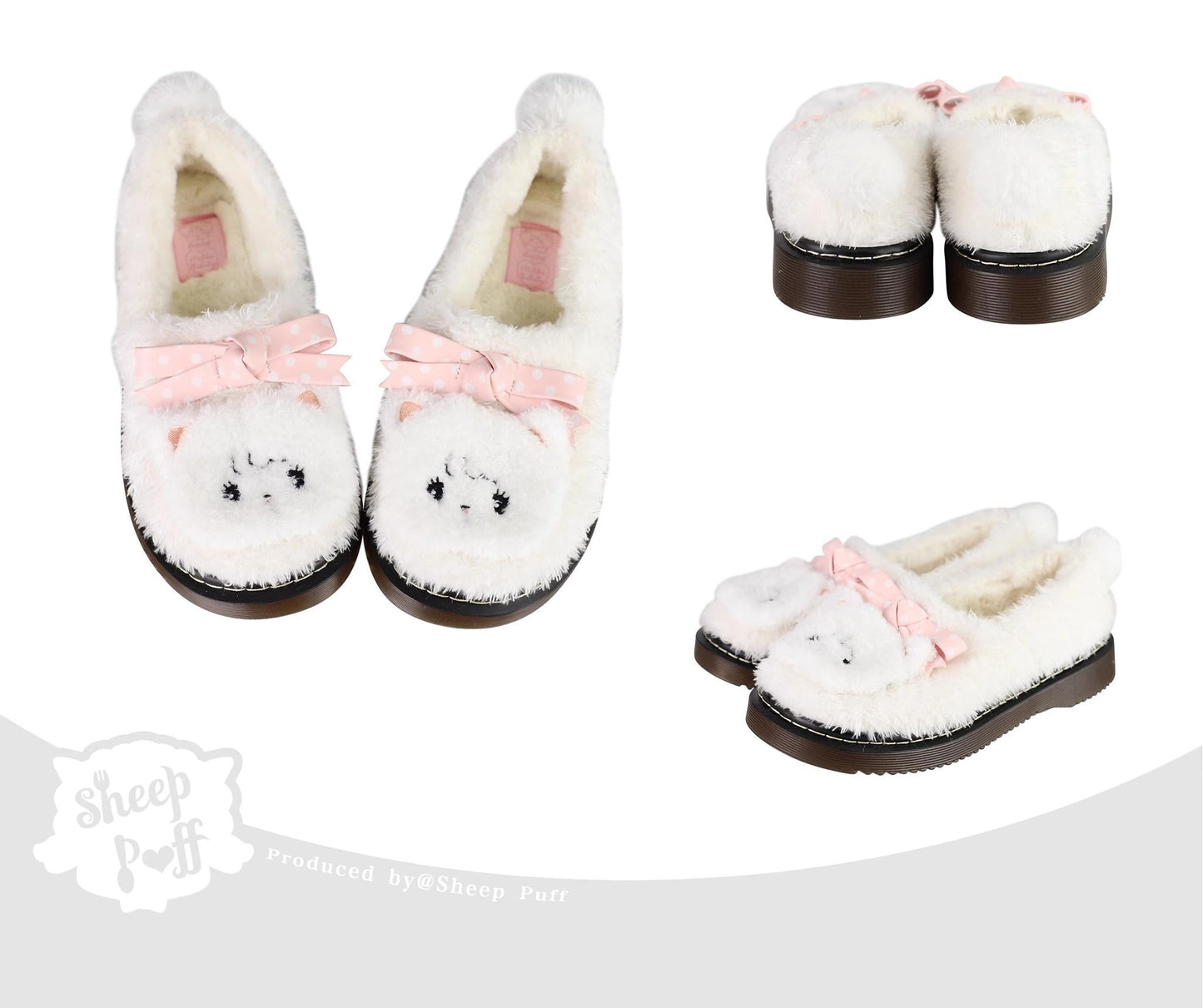 Sheep Puff - Mikko Rolled - Winter Lolita Shoes Warm Fleece Shoes
