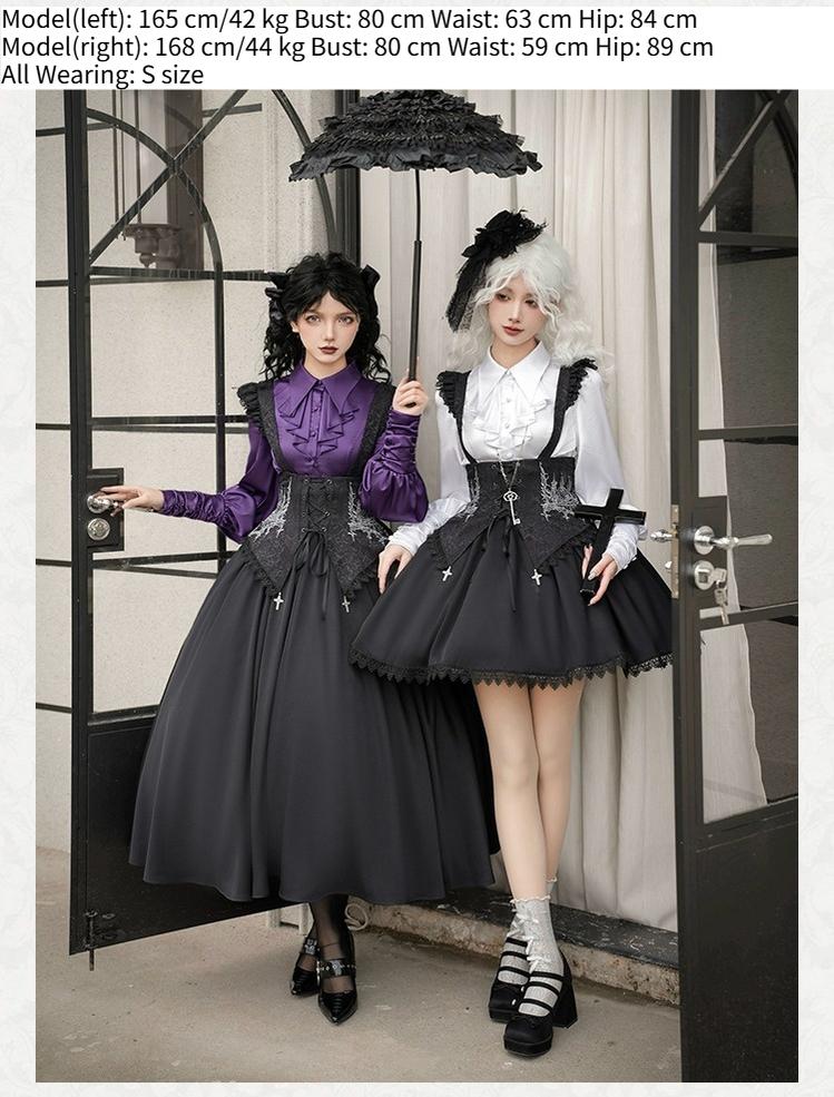 With PUJI - Thorny Night - Gothic Lolita Bust-supporting Skirt With Removable&Adjustable Strap