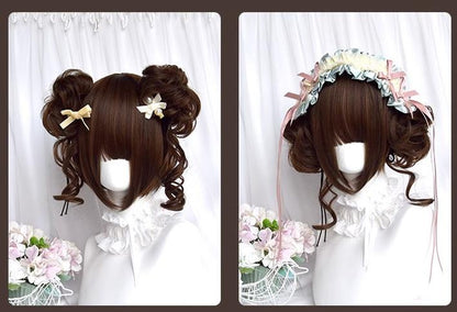 Sinwavy - Kawaii Lolita Brown Wig Cute Bun Ponytail Doll-like Wig