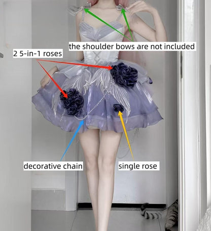 Meowing and fruity - Swan Fantasy - Fairy Lolita Short JSK Ballet-Style Jumper Dress