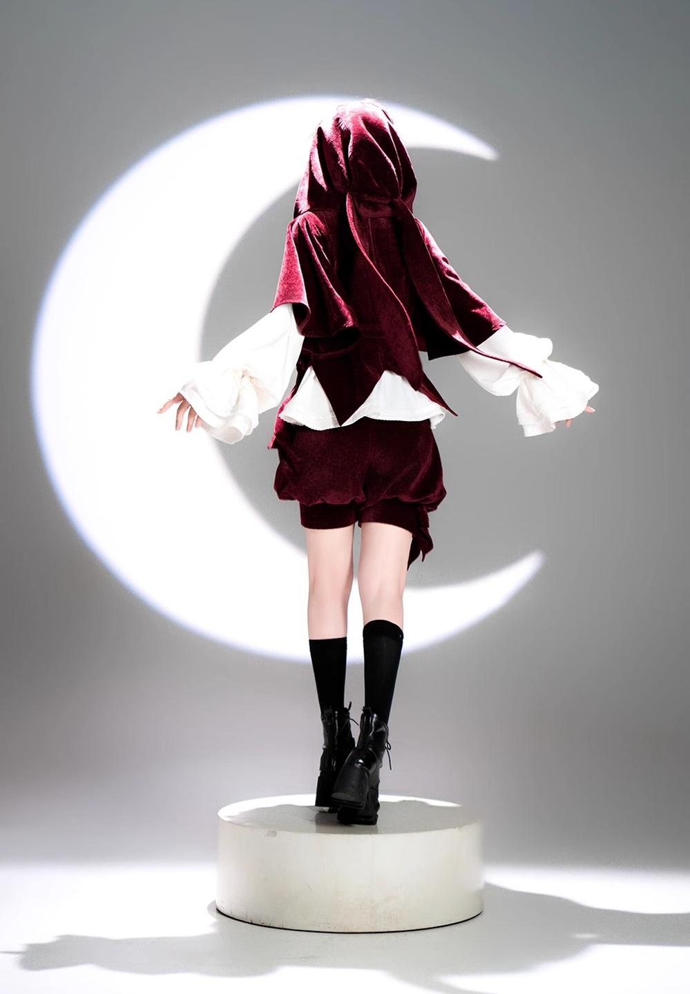 Princess Chronicles - Hare Hunter - Vintage Red Ouji Suit With Bunny Ear Hooded Jacket