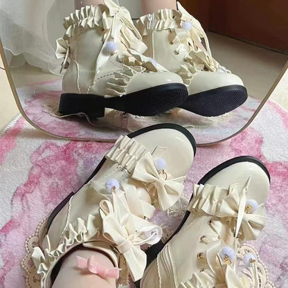 Fairy Godmother - Enthusiastic Ideation - Elegant Lolita Shoes Fleeced Short Martin Boots