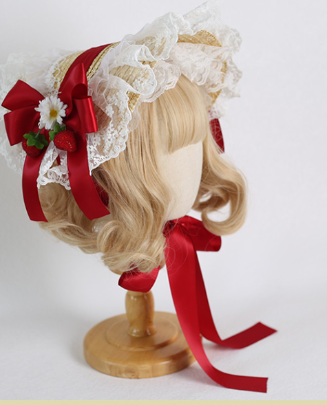 Xiaogui - Sweetie Zhi Fan - Country Lolita Lace French Straw Hat
