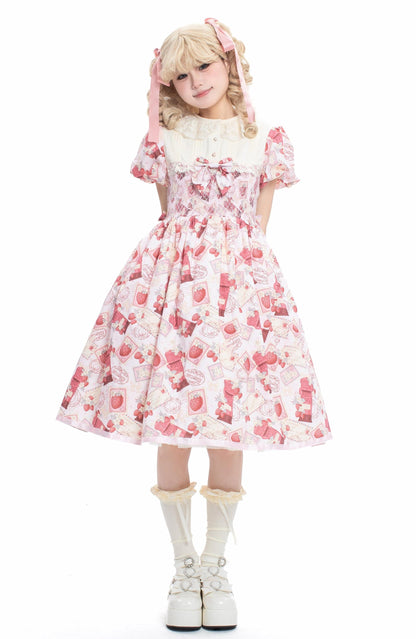 Strawberry Witch - Kawaii Lolita OP Dress, Strawberry Print