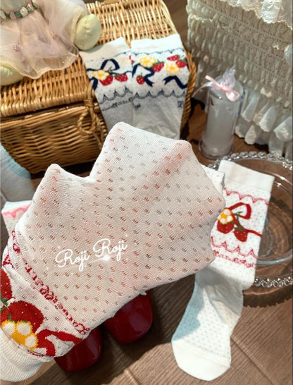 Roji Roji - Sweet Lolita Socks, Strawberry Print