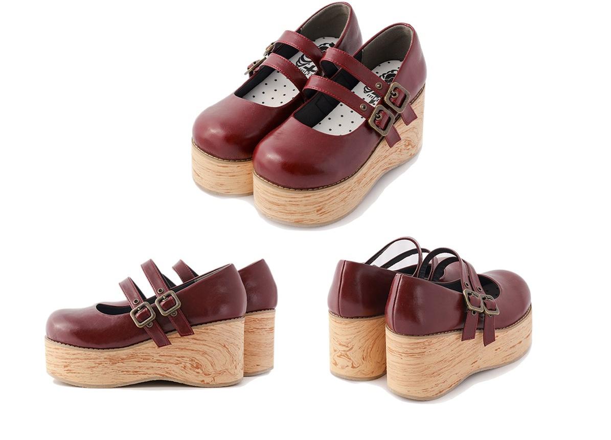 MODO - Retro Lolita Round Toe Wood Bottom Shoes