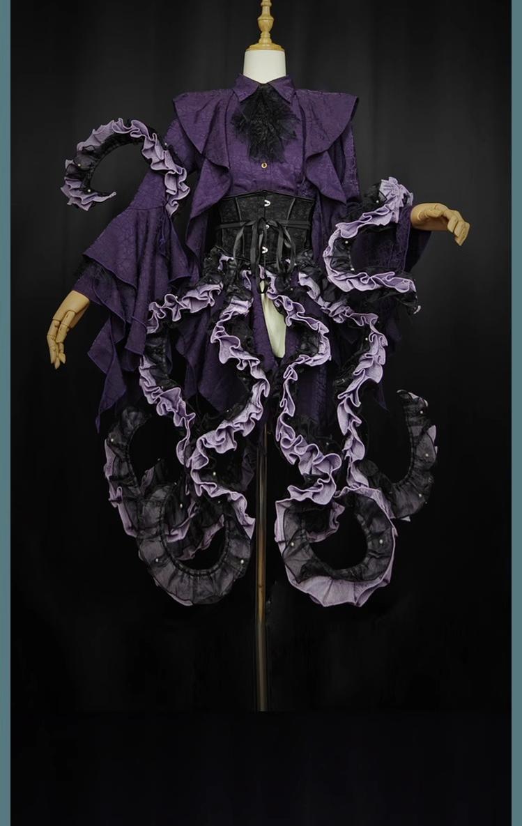 Camouflage Humanoid - Eerie Devour - Gothic Lolita Tentacle-like Petticoat and Short-Sleeved OP