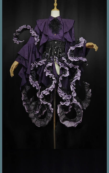 Camouflage Humanoid - Eerie Devour - Gothic Lolita Tentacle-like Petticoat and Short-Sleeved OP