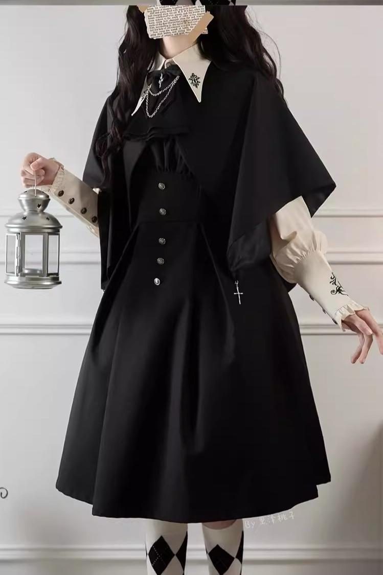 CastleToo - Night Raven Magic - Ouji Lolita Dress Set, Suspender Shorts & Cape