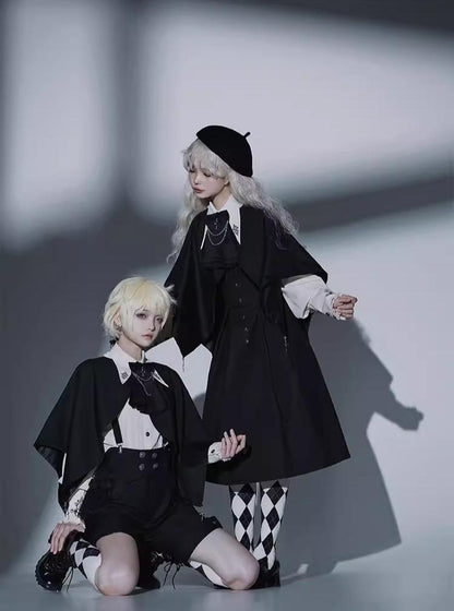 CastleToo - Night Raven Magic - Ouji Lolita Dress Set, Suspender Shorts & Cape