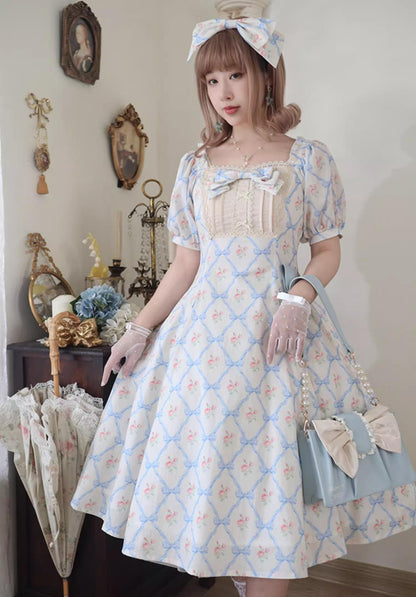 Forest Song - Pastoral Poem - Elegant Lolita OP Dress Floral Print 6-Piece Cut Lolita Dress