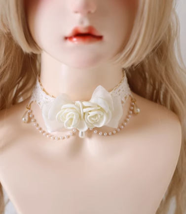 Xiaogui - Elegant Lolita Lace Camellia Necklace