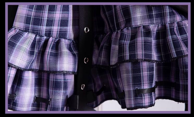 OCELOT - Rock 'N' Row Radio Wave - Punk Lolita JSK Dress Plaid Irregular Hemline Dress