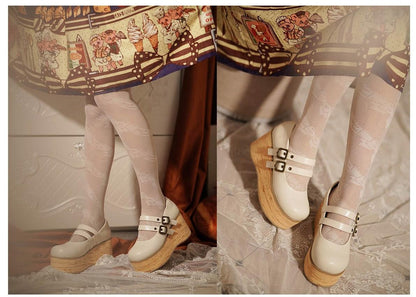 MODO - Retro Lolita Round Toe Wood Bottom Shoes