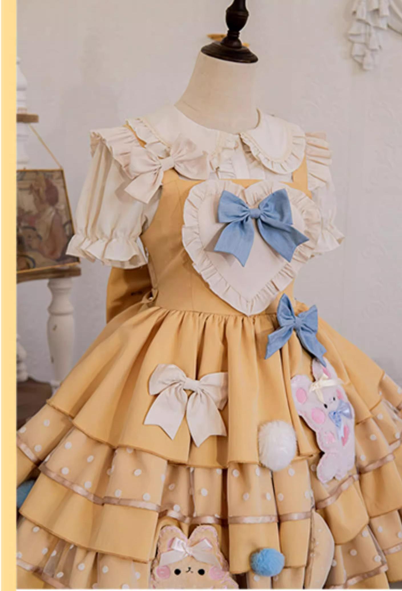 OCELOT - Bear Cheese - Sweet Lolita Jumper Dress Yellow Lolita JSK