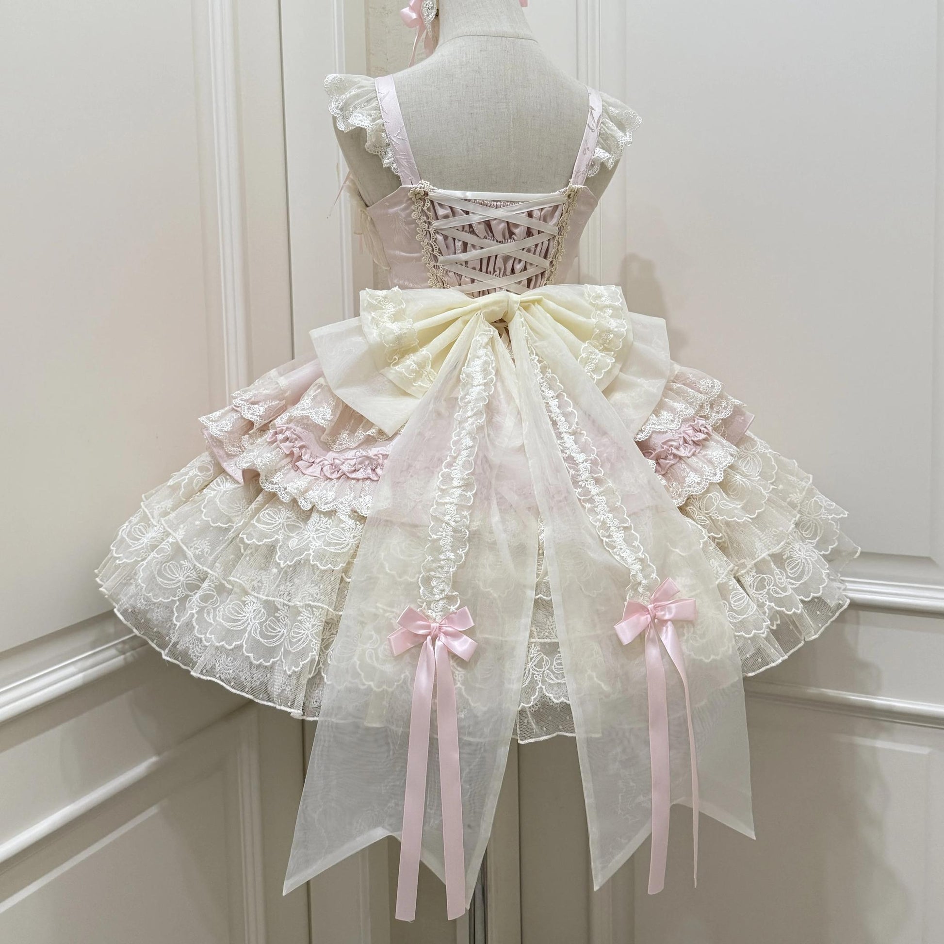 Sugar Girl - Ribbons of Love - Sweet Lolita JSK Dress, Tiered Ruffles