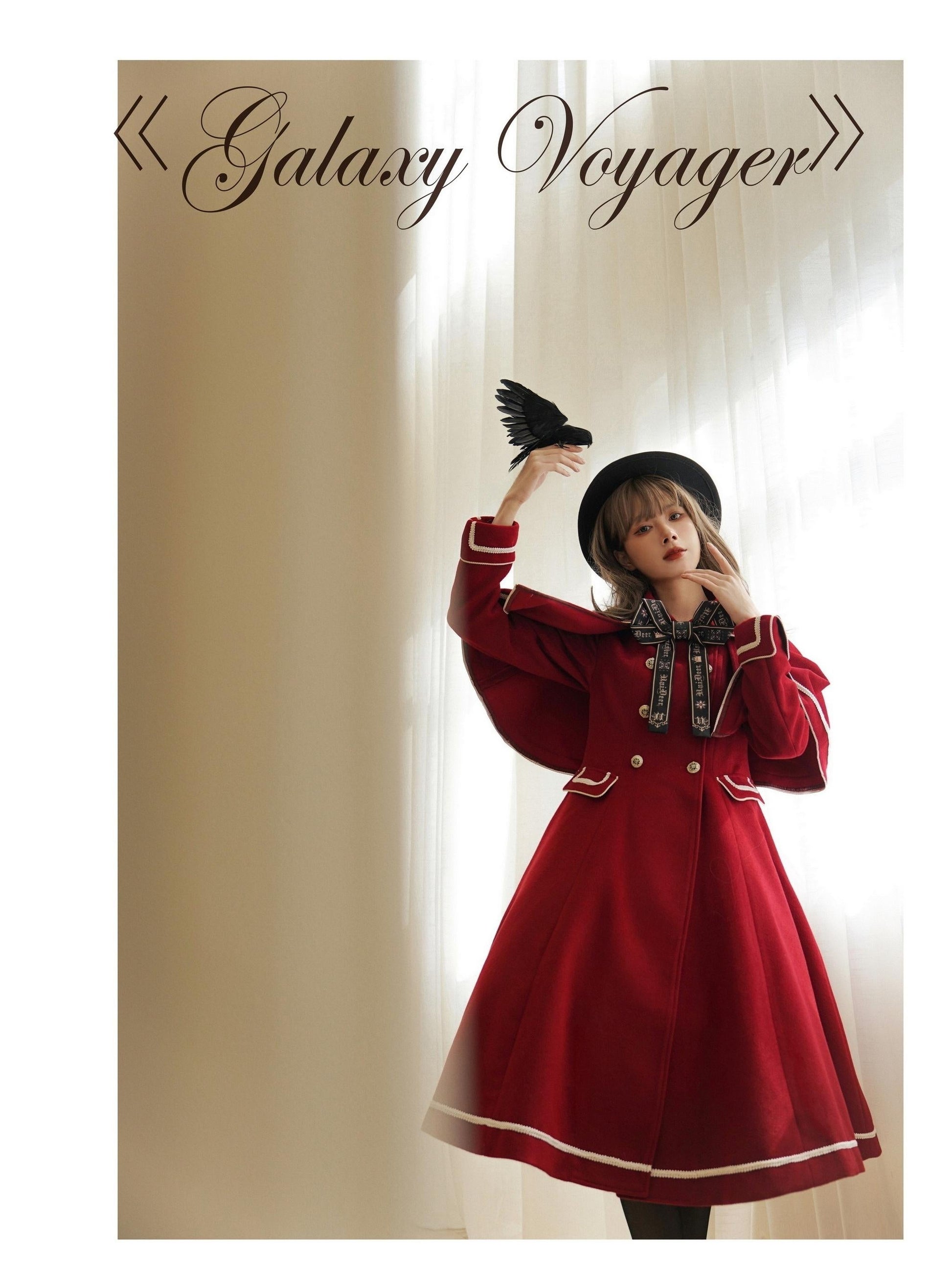 Unideer - Galaxy Traveler - Classic School Lolita Overcoat with Detachable Cape and Bow