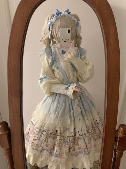 Uncle's Workshop - Angel Lamb - Kawaii Lolita Dress With Side Pockets, Lamb Print