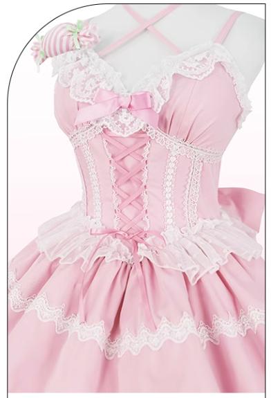 OCELOT - Sweety Gummy - Sweet Lolita JSK Dress Big Bow Flower Bud Lolita Dress