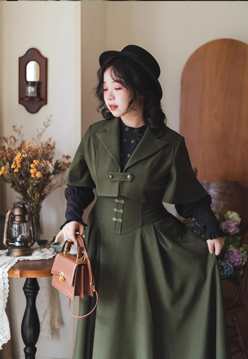 Forest Wardrobe - Vintage Lolita Fishbone Halter SK, Autumn Jacket