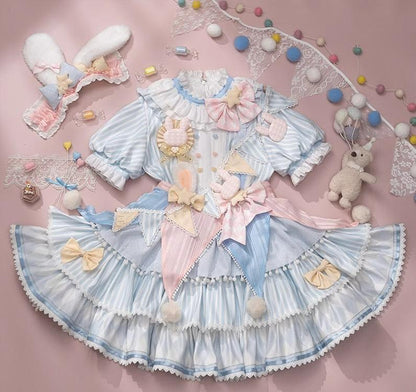 Forest Fluorescent Carps - Ouji Lolita OP Dress Circus Lolita Strip Prince Suit