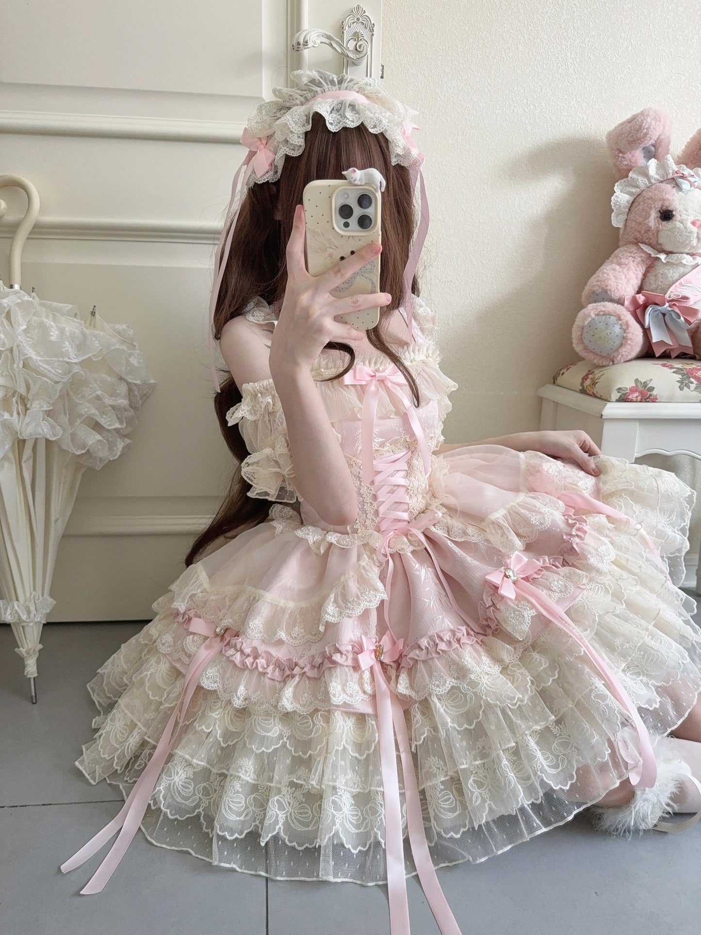 Sugar Girl - Ribbons of Love - Sweet Lolita JSK Dress, Tiered Ruffles