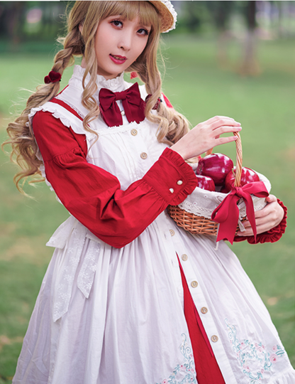 Chess Story - Rosebud Manor Version 2.0 - Vintage Country Lolita Embroidered JSK Smocked Dress