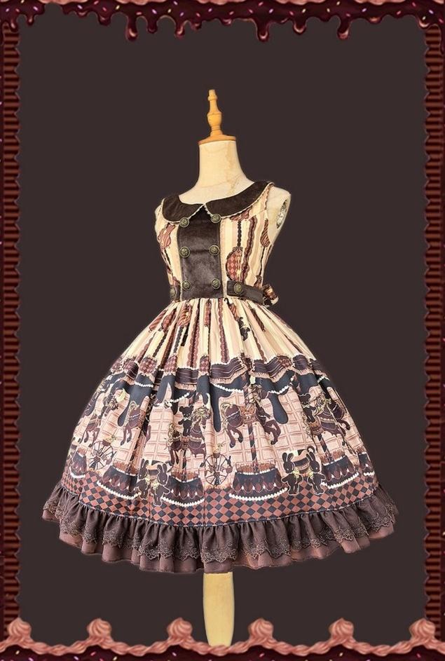 Infanta - Chocolate Carousel - Peter Pan Collar Old School Lolita Jumper Dress