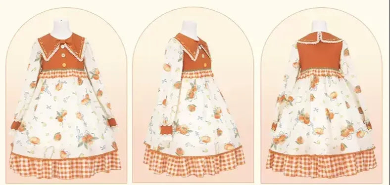 Mademoiselle Pearl - Persimmon - Autumn Persimmon Print Lolita OP JSK SK Dress
