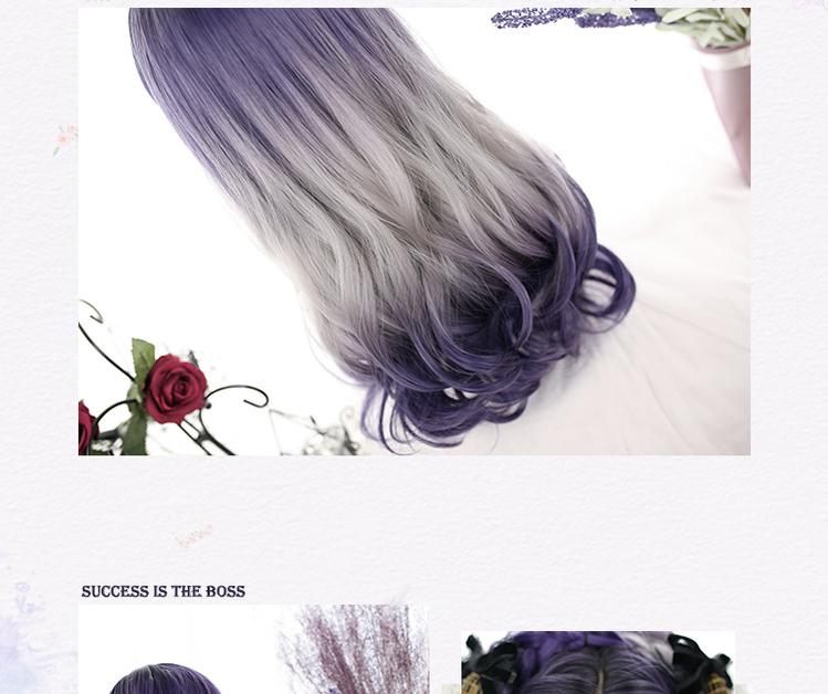 Dalao Home - Grape Soda - Gradient Purple Lolita Wig With Big Waves
