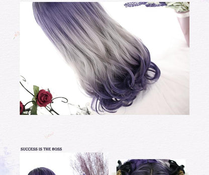 Dalao Home - Grape Soda - Gradient Purple Lolita Wig With Big Waves