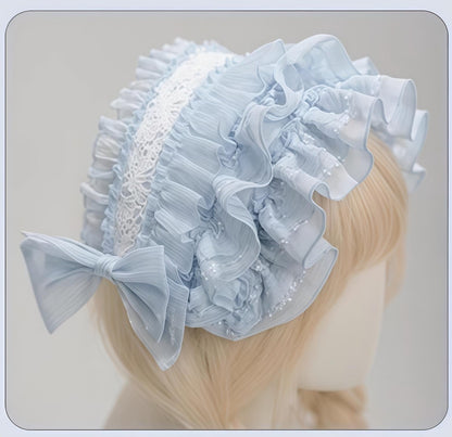 Honey Machine - Blue Whale - Sweet Lolita OP Suit Tiered Ruffle Dress with Shell Lace