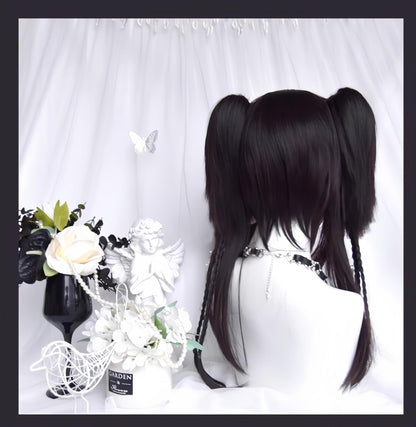 Sinwavy - Gothic Lolita Wig Black Natural Hair With Ponytails & Braids