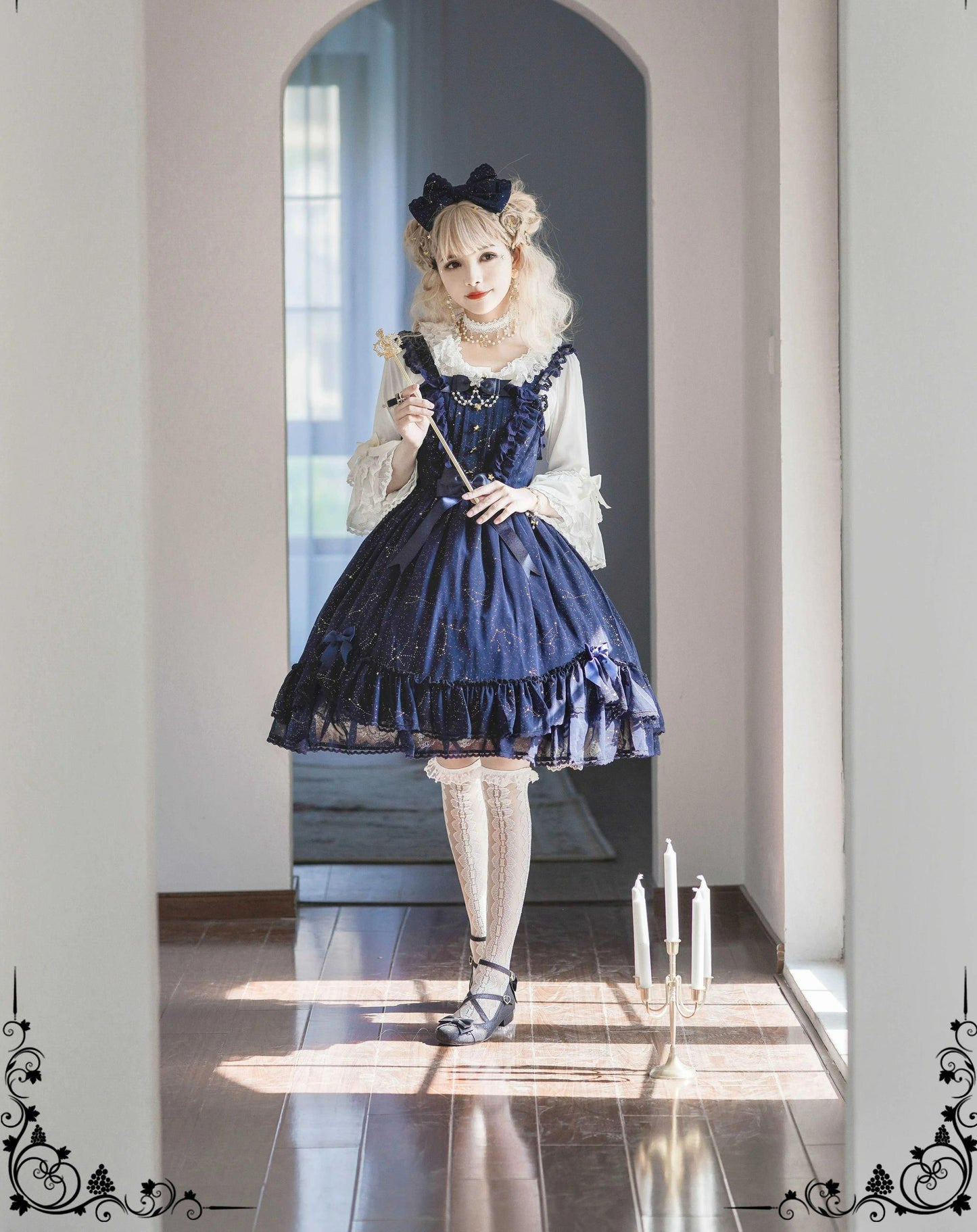 Sakuya Lolita - Whisper Of Stars - Constellation Foil Printing Elegant Lolita High Waist JSK Dress