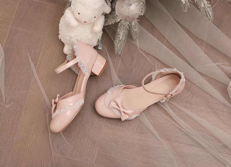 Yana - Sweet Lolita Sandal with Low Chunky Heel and Bow Decoration