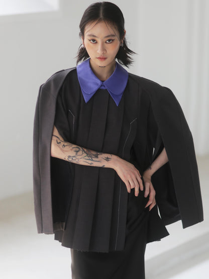 Detachable Collar Sleeves Wide Shoulder Blazer