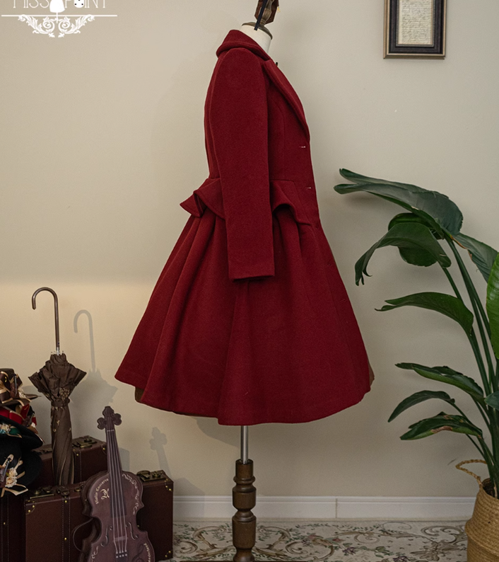 Miss Point - Golden Movement - Elegant Lolita Woolen Coat Quilted Overcoat Customized