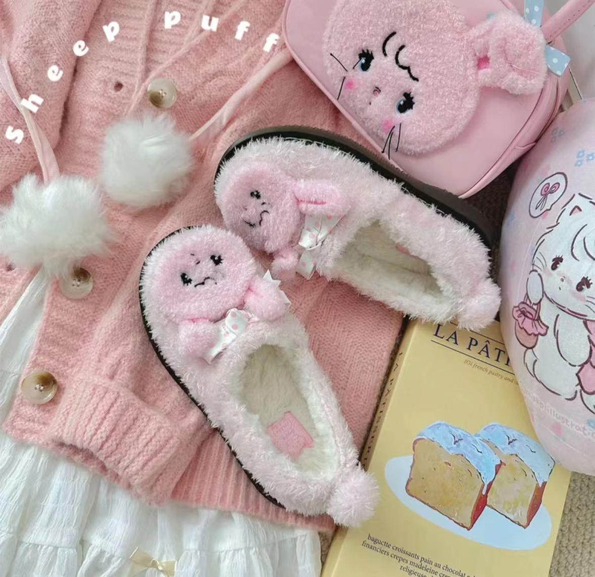 Sheep Puff - Mikko Rolled - Winter Lolita Shoes Warm Fleece Shoes