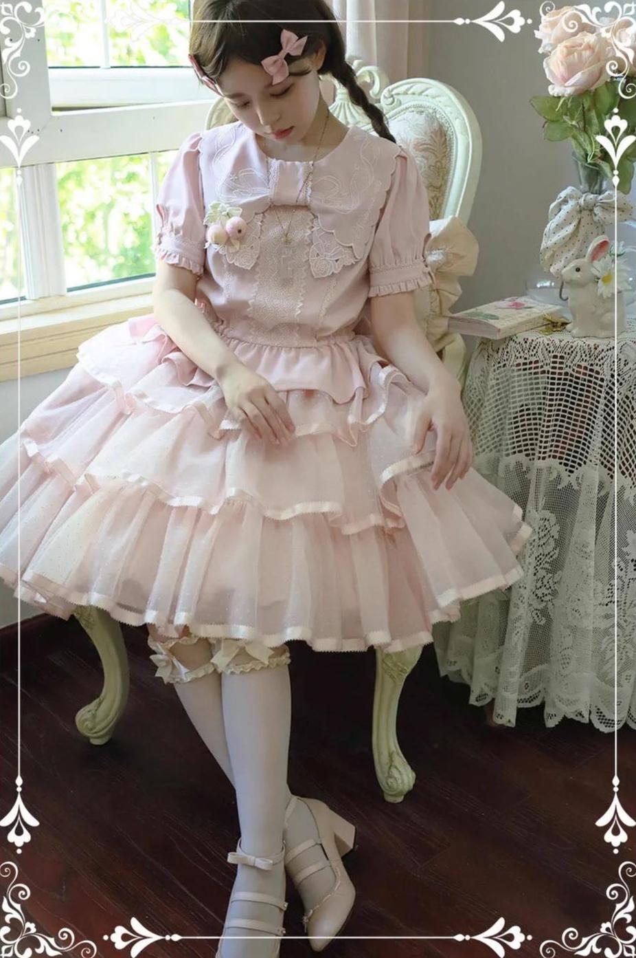 ZeeYe - Night Rose - Classic Lolita Shirt Double Layer Bow Embroidered Versatile Blouse