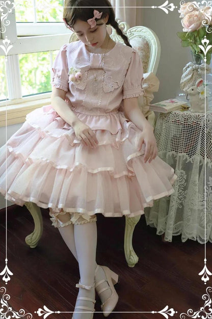 ZeeYe - Night Rose - Classic Lolita Shirt Double Layer Bow Embroidered Versatile Blouse