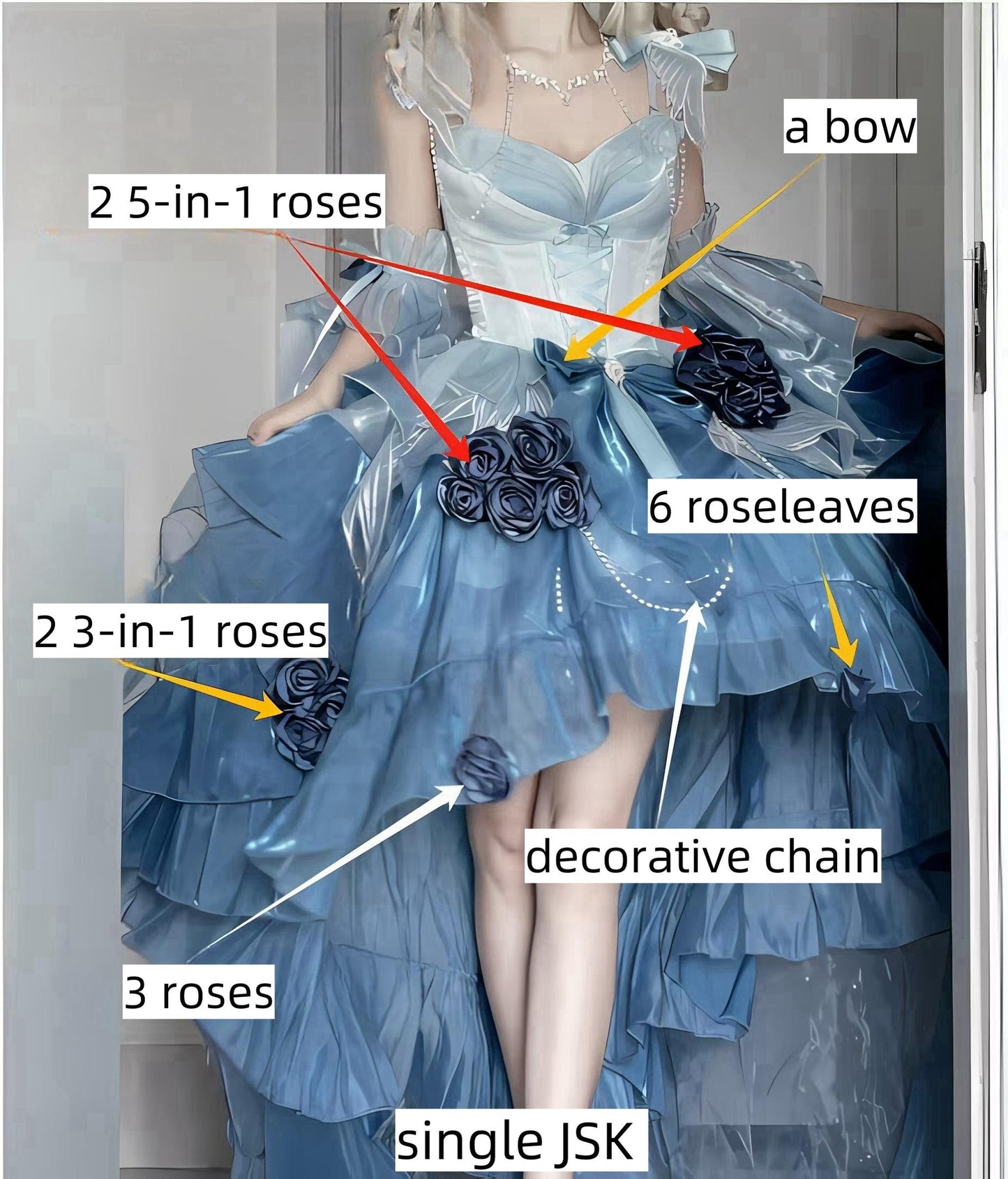 Meowing and Fruity - Swan Wonderland - Fairy Lolita JSK with High-Low Hem