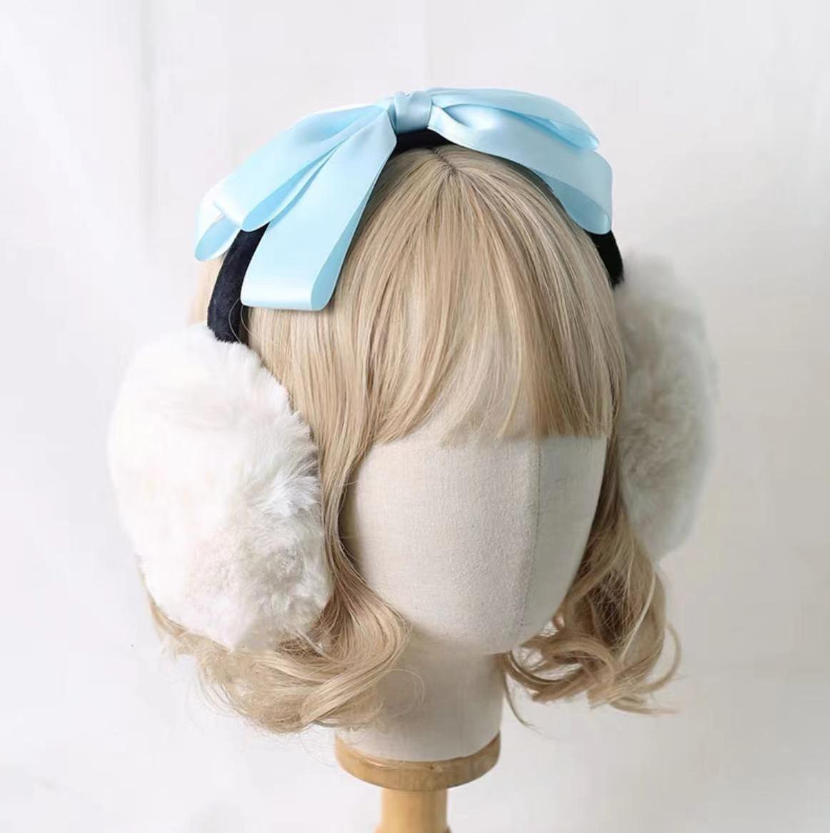 Xiaogui - Winter Lolita Earmuff Bow Plush Earmuff Ear Protector