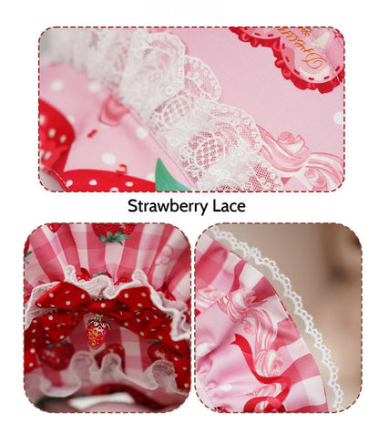 Mengfuzi - Strawberry - Sweet Lolita BNT Strawberry Print Detachable Sleeves