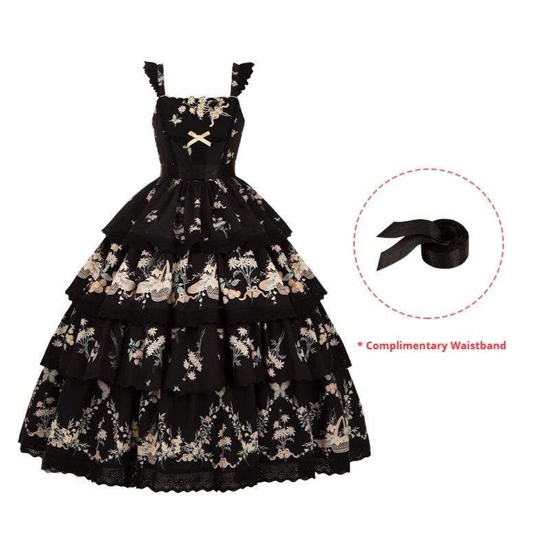 With PUJI - Letter and Poetry - Classic Lolita JSK Suit Four-tiered Twins Dress