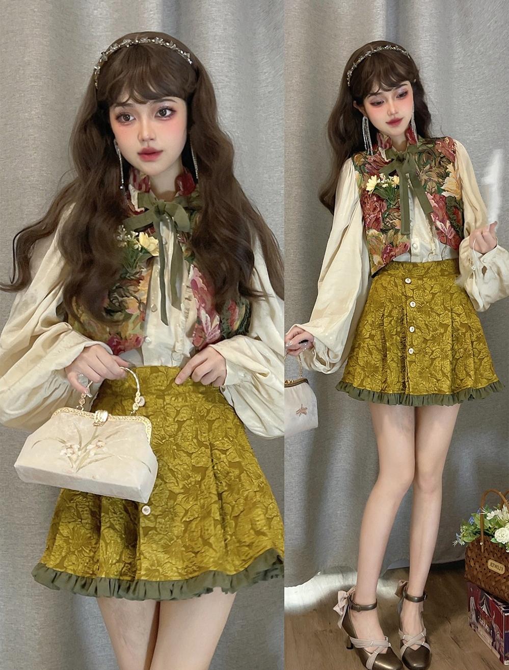 ZJstory - Gilded Age - Vintage Lolita Vest Suit Oil Painting Style Skirt Coat