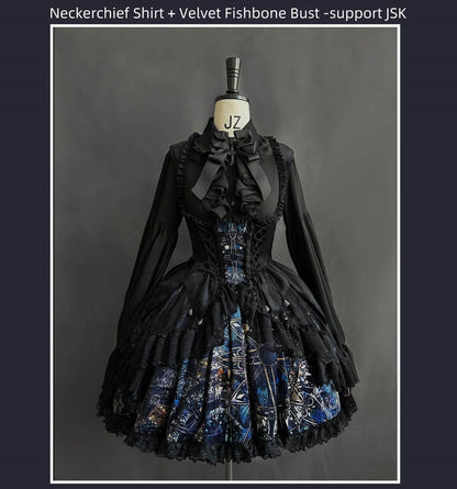 SUSIN - Night Traveler - Classic and Elegant Gothic Dress with Colorful Window Prints