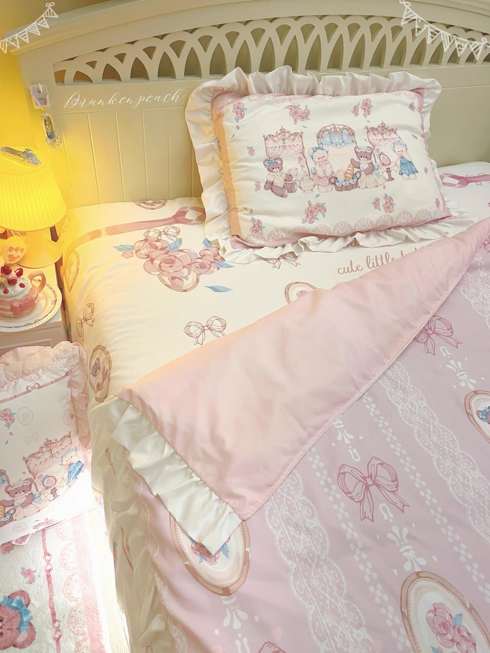 Drunke - Bears Afternoon Tea - Cute Lolita Bedding Set Bear Print Lolita Four-piece Suit