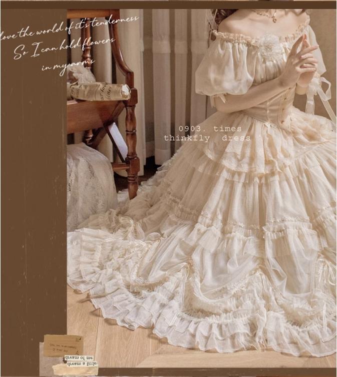 ThinkFly - Pleated Heart - Elegant Lolita Petticoat with Dotted Gauze Hem