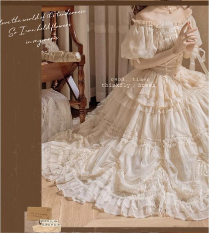 ThinkFly - Pleated Heart - Elegant Lolita Petticoat with Dotted Gauze Hem