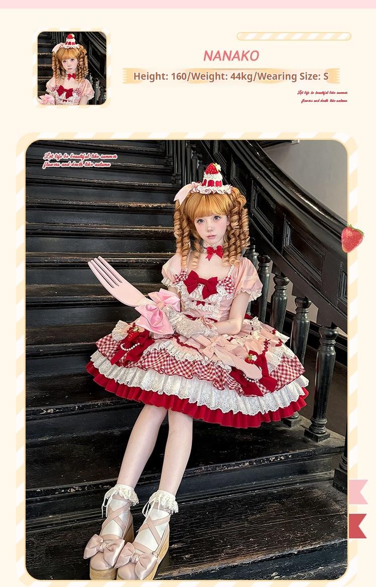 Sakurahime - Berry Sweetheart - Sweet Lolita OP Suit Old School Lolita Dress and Top Hat